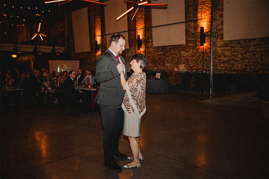 The groom dancing with his mother.