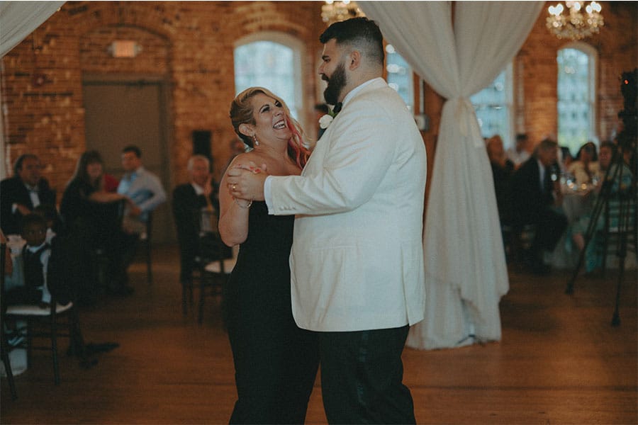 The groom sharing a dance with his mother.